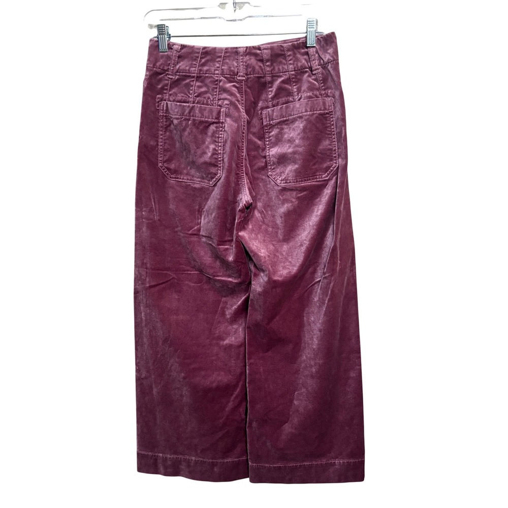 Maeve Anthropologie The Colette Velvet Wide Leg Pants Rose Pink 26 High Rise - Picture 3 of 9